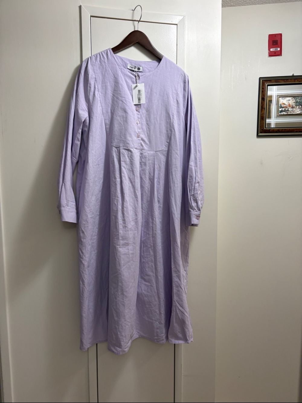 Benin light Lavender Button-Front Long Sleeve Dress